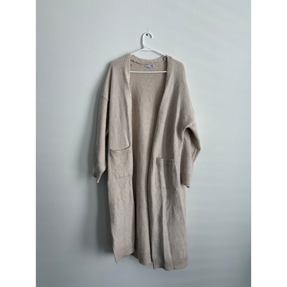 Fashion Nova Womens 2X Beige Knit Longline Duster Cardigan Open Front RAI3301FN